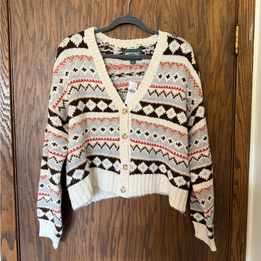 ✨NWT American Eagle Outfitters Women’s Cardigan Sweater Fair Isle Retro Vintage